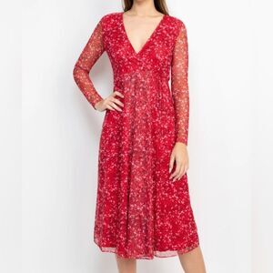 NWT BCBGeneration Red Floral Long Sleeve Wrap Dress
